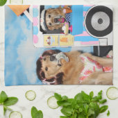 Golden Retriever Ice Cream Truck Theedoek (Gevouwen)