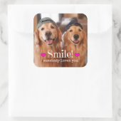 Golden Retriever iemand houdt van je Vierkante Sticker (Tas)