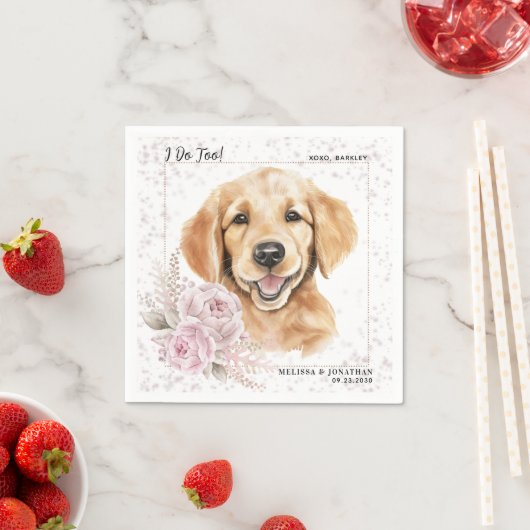 Golden Retriever Ik doe te roze bloemige hond brui Servet (Insitu)