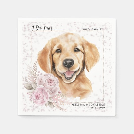 Golden Retriever Ik doe te roze bloemige hond brui Servet (Voorkant)