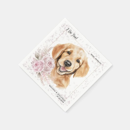 Golden Retriever Ik doe te roze bloemige hond brui Servet (Hoek)