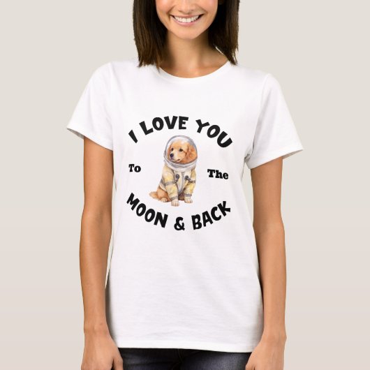 Golden Retriever Ik hou van je naar de maan & teru T-shirt (Voorkant)