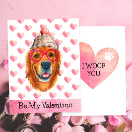 Golden Retriever Ik Woef Jou Hond Valentijnsdag Feestdagenkaart