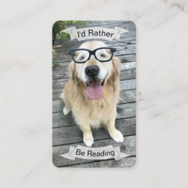 Golden Retriever ik zou liever Bladwijzer lezen Visitekaartje