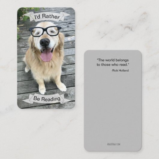 Golden Retriever ik zou liever Bladwijzer lezen Visitekaartje (Voorkant / Achterkant)