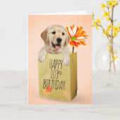 Golden Retriever in 103rd Birthday Bag Kaart (Gele Bloem)