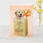 Golden Retriever in 18th Birthday Bag Kaart (Gele Bloem)