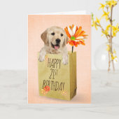 Golden Retriever in 21-jarige tas Kaart (Gele Bloem)