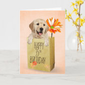Golden Retriever in 35th Birthday Bag Kaart (Gele Bloem)