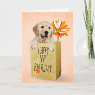 Golden Retriever in 55th Birthday Bag Kaart