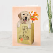 Golden Retriever in 80th Birthday Bag Kaart (Voorkant)