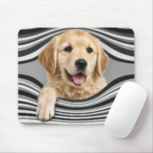Golden Retriever in abstract gestreepte holte Muismat
