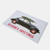 Golden Retriever in auto met kerstboom Deurmat (Schuin)