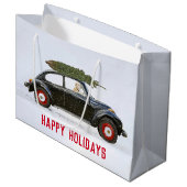 Golden Retriever in auto met kerstboom Groot Cadeauzakje (Voorkant Gekanteld)