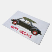 Golden Retriever in auto met kerstboomdeuren Deurmat (Schuin)