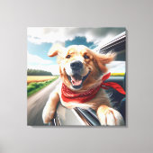 Golden Retriever in autoruit Canvas Afdruk (Voorkant)