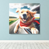 Golden Retriever in autoruit Canvas Afdruk (Insitu (Houten vloer))