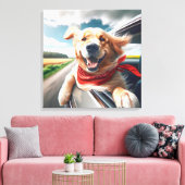 Golden Retriever in autoruit Canvas Afdruk (Insitu (Woonkamer))