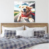 Golden Retriever in autoruit Canvas Afdruk (Insitu (Slaapkamer))