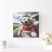 Golden Retriever in autoruit Vierkante Klok (Huis)