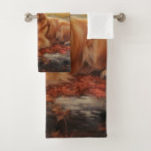 Golden Retriever in Autumn Leaves Herfst Inspire Bad Handdoek (Insitu)