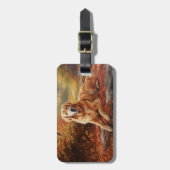 Golden Retriever in Autumn Leaves Herfst Inspire Bagagelabel (Voorkant verticaal)