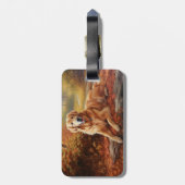 Golden Retriever in Autumn Leaves Herfst Inspire Bagagelabel (Achterkant verticaal)