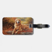 Golden Retriever in Autumn Leaves Herfst Inspire Bagagelabel (Achterkant horizontaal)