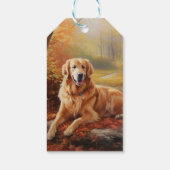 Golden Retriever in Autumn Leaves Herfst Inspire Cadeaulabel (Achterkant)