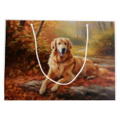 Golden Retriever in Autumn Leaves Herfst Inspire Groot Cadeauzakje (Achterkant)