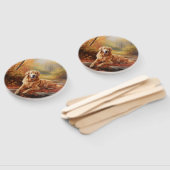 Golden Retriever in Autumn Leaves Herfst Inspire Handwaaier (Niet-gemonteerd)