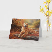 Golden Retriever in Autumn Leaves Herfst Inspire Kaart (Gele Bloem)