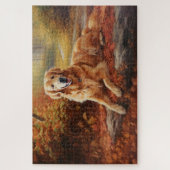 Golden Retriever in Autumn Leaves Herfst Inspire Legpuzzel (Verticaal)