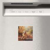 Golden Retriever in Autumn Leaves Herfst Inspire Magneet (Insitu (Vaatwasser))