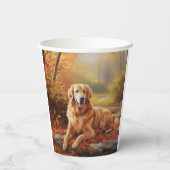 Golden Retriever in Autumn Leaves Herfst Inspire Papieren Bekers (Achterkant)