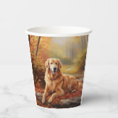Golden Retriever in Autumn Leaves Herfst Inspire Papieren Bekers (Voorkant)