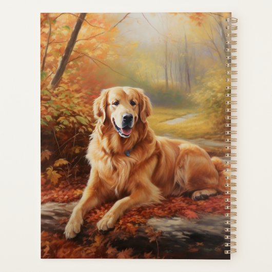Golden Retriever in Autumn Leaves Herfst Inspire Planner (Achterkant)