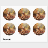 Golden Retriever in Autumn Leaves Herfst Inspire Ronde Sticker (Vel)