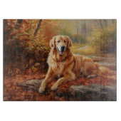 Golden Retriever in Autumn Leaves Herfst Inspire Snijplank (Voorkant)