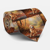 Golden Retriever in Autumn Leaves Herfst Inspire Stropdas (Opgerold)
