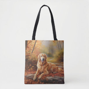 Golden Retriever in Autumn Leaves Herfst Inspire Tote Bag