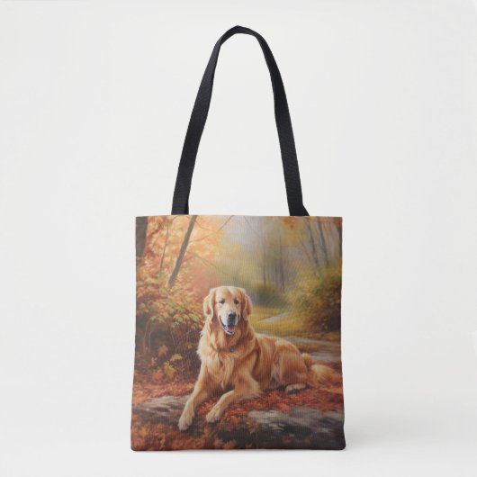 Golden Retriever in Autumn Leaves Herfst Inspire Tote Bag (Voorkant)