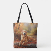Golden Retriever in Autumn Leaves Herfst Inspire Tote Bag (Achterkant)