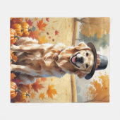 Golden Retriever in Autumn verlaat Thanksgiving Fleece Deken (Voorkant (Horizontaal))