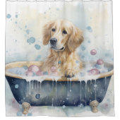 Golden Retriever in badkuip Waterverf hondenkunst Douchegordijn (Voorkant)
