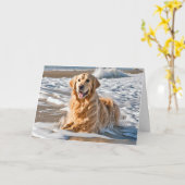 Golden Retriever in Beach Wave Kaart (Gele Bloem)