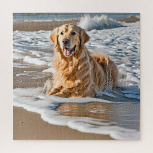 Golden Retriever in Beach Wave Legpuzzel