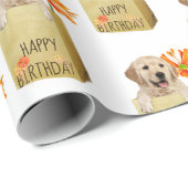 Golden Retriever in Birthday Bag Cadeaupapier (Rol Hoek)