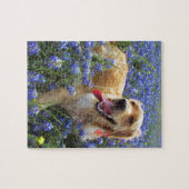 Golden Retriever in Blue Bonnets Legpuzzel (Horizontaal)