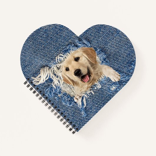 Golden Retriever in Blue Jean Hole Notitieboek (Voorkant)